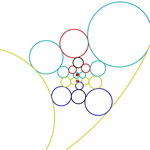 Inversion of 20 tangent circles from an icosahedron to a plane